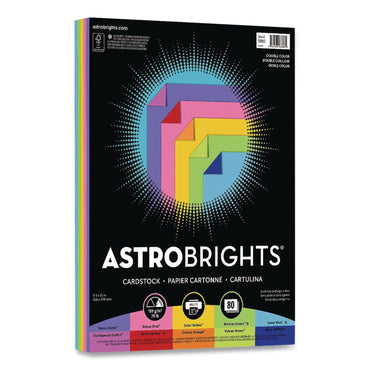 Astrobrights® Double-Color Card Stock, 70 lb Cover Weight, 8.5 x 11, Assorted Bright Colors, 80/Pack (WAU98883)