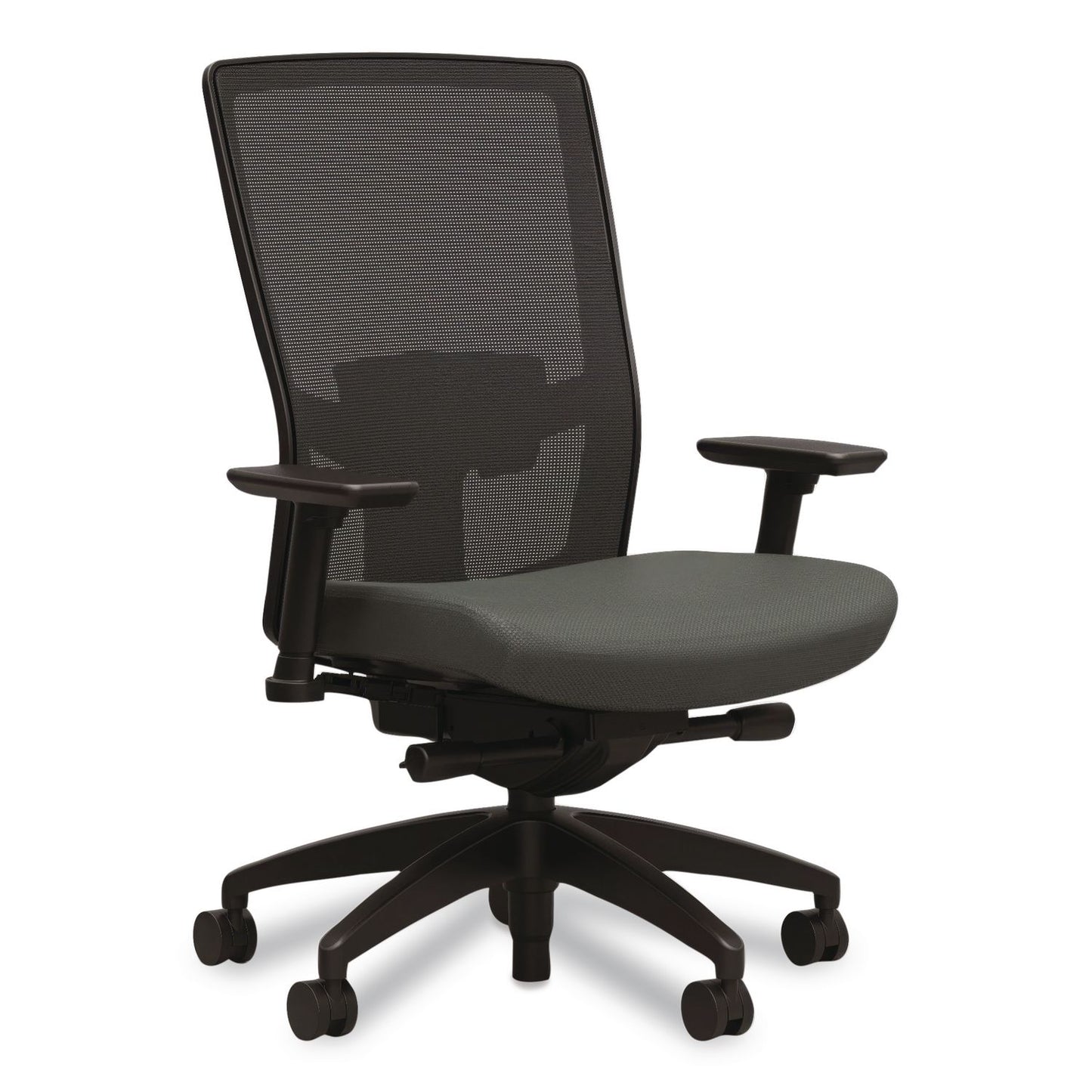 Workplace2.0™ 500 Series Mesh and Fabric Task Chair, Supports Up to 300 lbs, 17.8" to 22.8" Seat Height, Iron Ore Seat, Black Back/Base (WLB51973)