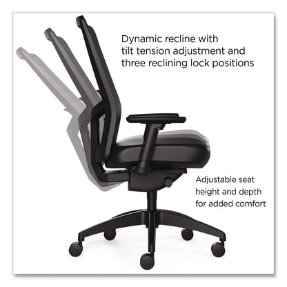 Workplace2.0™ 500 Series Vinyl and Mesh Task Chair, Supports Up to 300 lbs, 17.8" to 22.8" Seat Height, Black Seat, Black Back, Black Base (WLB51974)