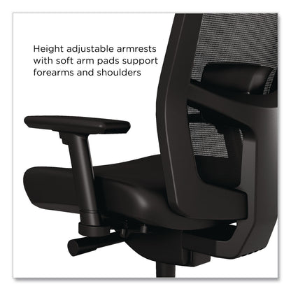 Workplace2.0™ 500 Series Vinyl and Mesh Task Chair, Supports Up to 300 lbs, 17.8" to 22.8" Seat Height, Black Seat, Black Back, Black Base (WLB51974)