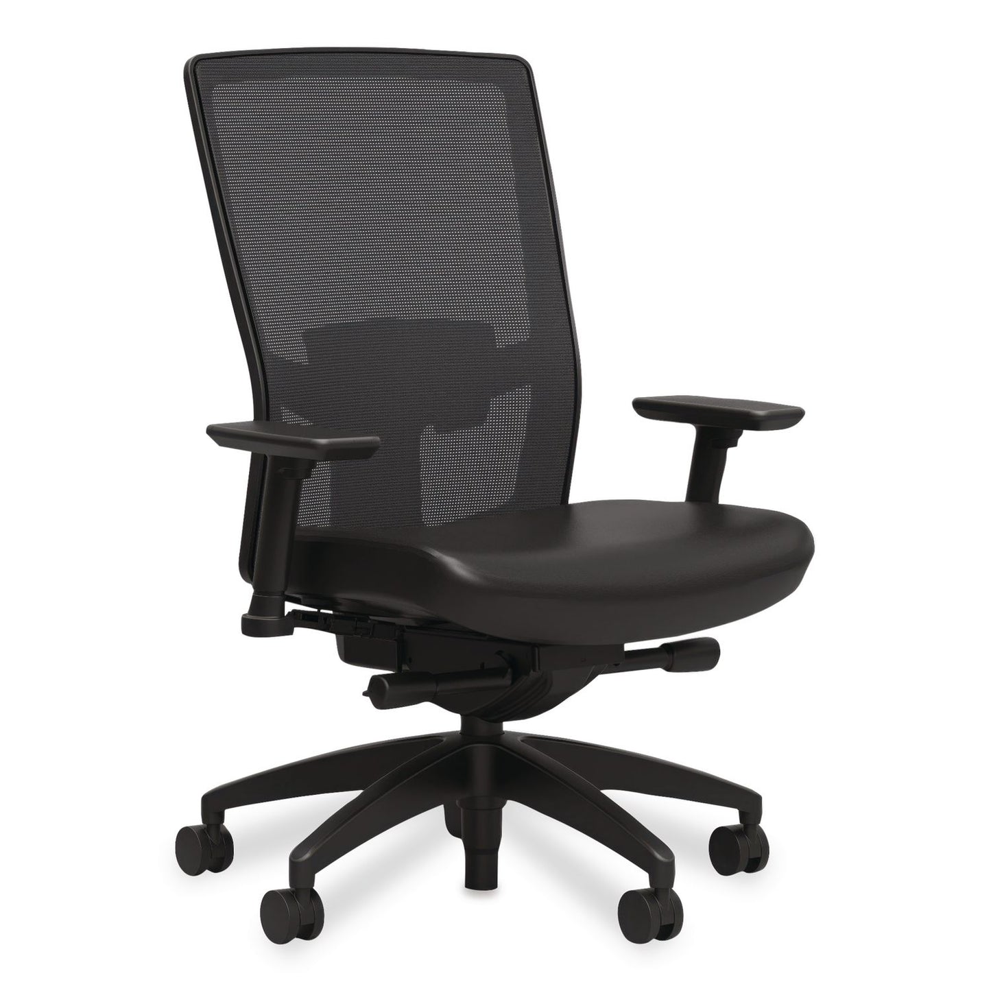 Workplace2.0™ 500 Series Vinyl and Mesh Task Chair, Supports Up to 300 lbs, 17.8" to 22.8" Seat Height, Black Seat, Black Back, Black Base (WLB51974)