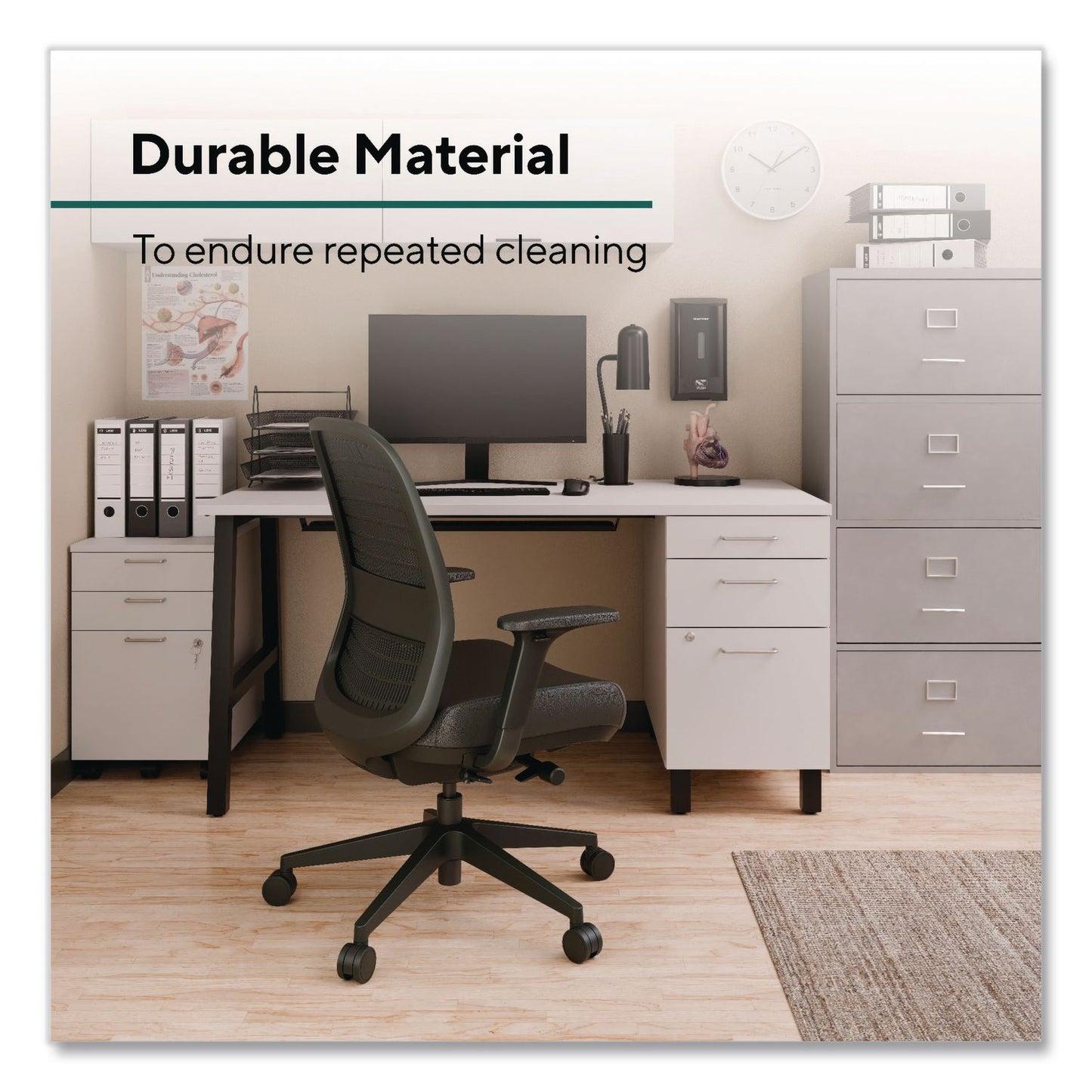 Workplace2.0™ Health Bedford Polyurethane Nylon Task Chair, Supports Up to 275 lbs, 18" to 21.6" Seat Height, Black Seat/Back/Base (WLBWP62574)