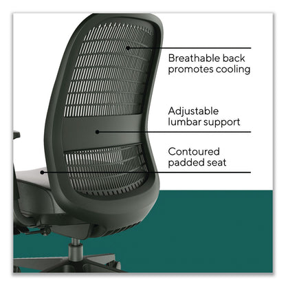 Workplace2.0™ Health Bedford Polyurethane Nylon Task Chair, Supports Up to 275 lbs, 18" to 21.6" Seat Height, Black Seat/Back/Base (WLBWP62574)