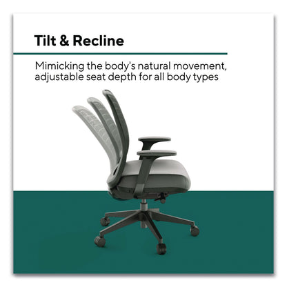 Workplace2.0™ Health Bedford Polyurethane Nylon Task Chair, Supports Up to 275 lbs, 18" to 21.6" Seat Height, Black Seat/Back/Base (WLBWP62574)