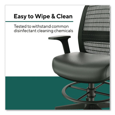 Workplace2.0™ Health Bedford Drafting Stool, Supports Up to 275 lb, 26.5x 33.6 Seat Height, Black Seat, Black Back, Black Base (WLBWP62575)