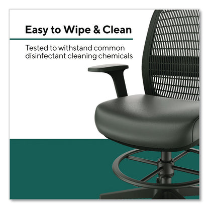 Workplace2.0™ Health Bedford Drafting Stool, Supports Up to 275 lb, 26.5x 33.6 Seat Height, Black Seat, Black Back, Black Base (WLBWP62575)