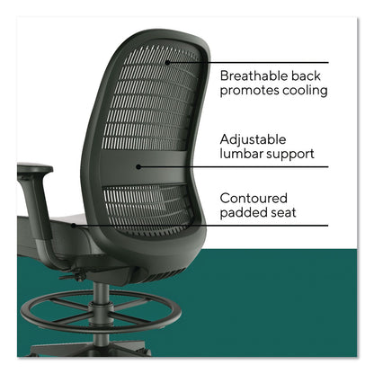 Workplace2.0™ Health Bedford Drafting Stool, Supports Up to 275 lb, 26.5x 33.6 Seat Height, Black Seat, Black Back, Black Base (WLBWP62575)