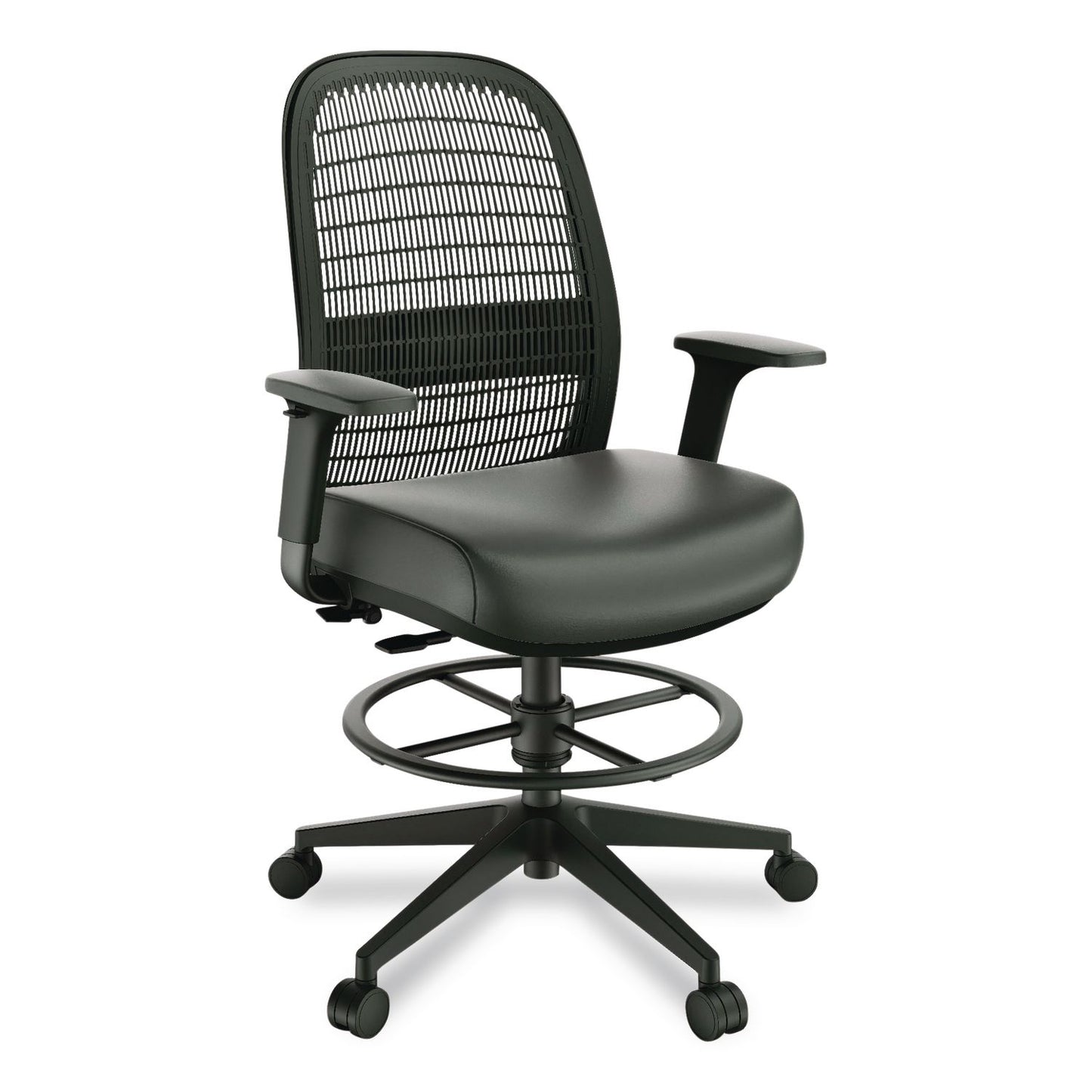 Workplace2.0™ Health Bedford Drafting Stool, Supports Up to 275 lb, 26.5x 33.6 Seat Height, Black Seat, Black Back, Black Base (WLBWP62575)