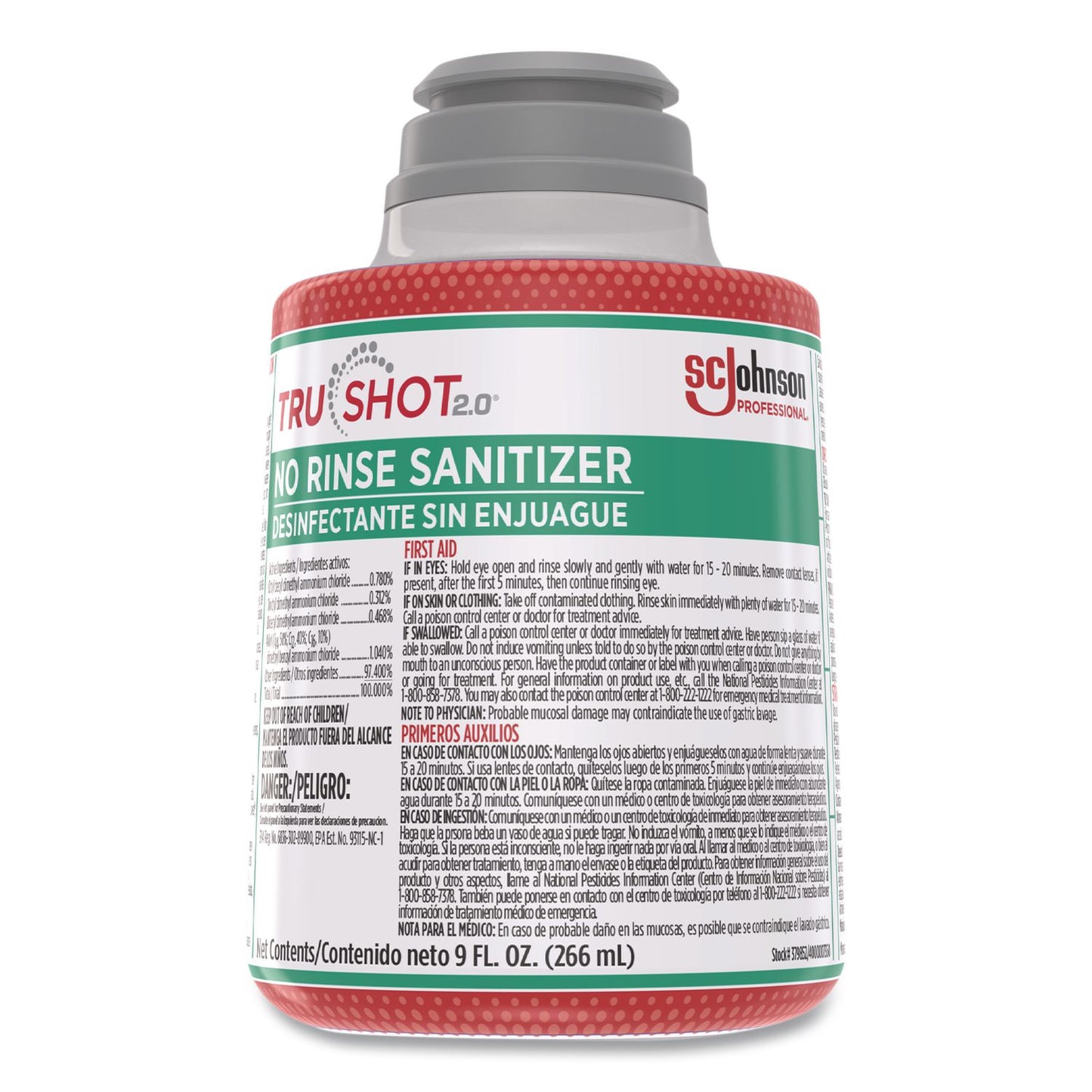 SC Johnson Professional® TruShot 2.0 No Rinse Sanitizer, 9 oz Cartridge, 4/Carton (SJN379852)