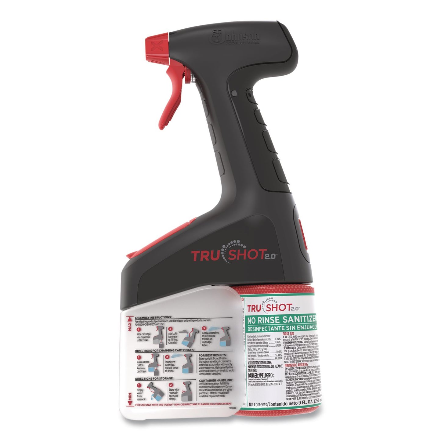 SC Johnson Professional® TruShot 2.0 No Rinse Sanitizer, 9 oz Cartridge, 4/Carton (SJN379852)