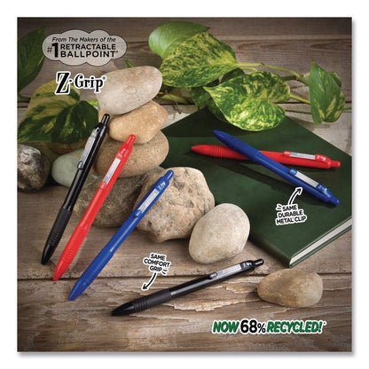 Zebra® Z-Grip Recycled Retractable Ballpoint Pen, Medium 1 mm, Black Ink, Black Barrel, Dozen (ZEB20610)