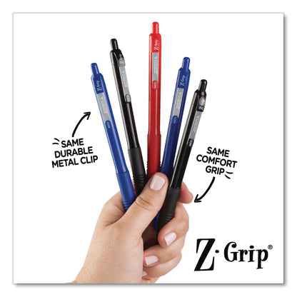 Zebra® Z-Grip Recycled Retractable Ballpoint Pen, Medium 1 mm, Red Ink, Red Barrel, Dozen (ZEB20630)