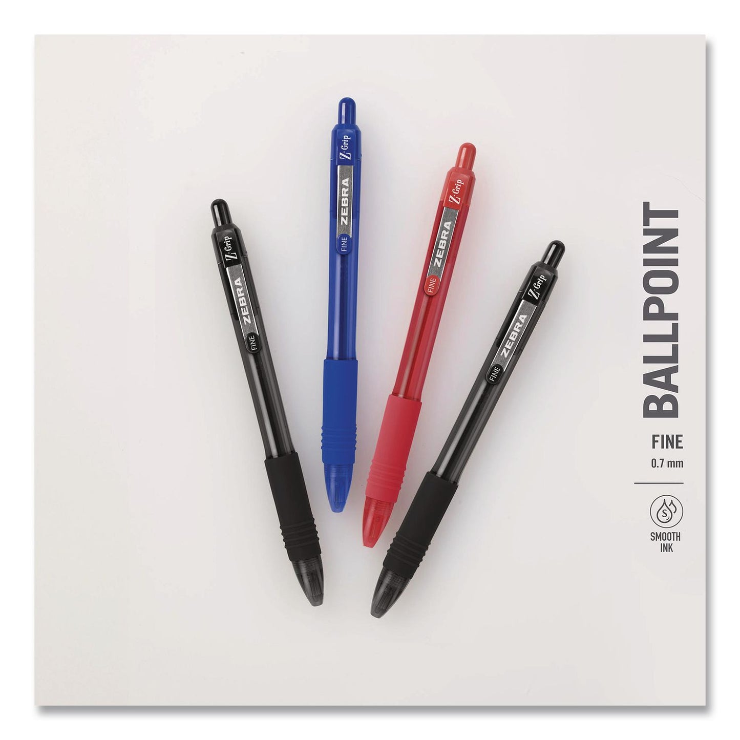 Zebra® Z-Grip Recycled Retractable Ballpoint Pen, Medium 0.7 mm, Black Ink, Black Barrel, Dozen (ZEB20710)