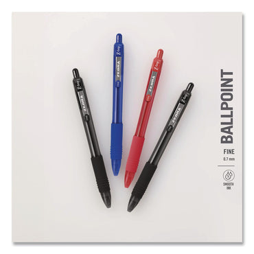 Zebra® Z-Grip Recycled Retractable Ballpoint Pen, Medium 0.7 mm, Black Ink, Black Barrel, Dozen (ZEB20710)