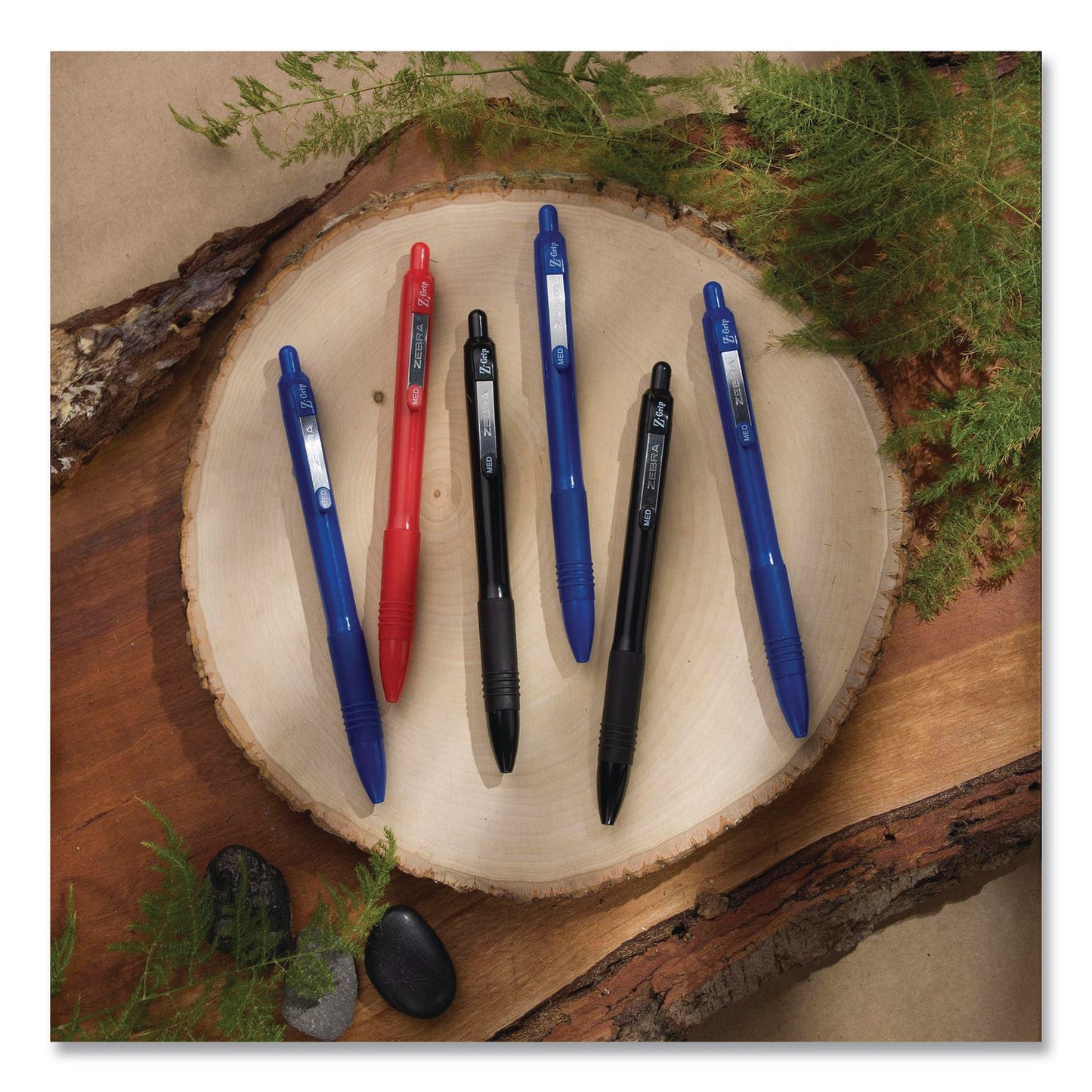 Zebra® Z-Grip Recycled Retractable Ballpoint Pen, Medium 0.7 mm, Black Ink, Black Barrel, Dozen (ZEB20710)