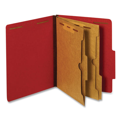 Pendaflex® Heavy-Duty Pressboard Classification Folder, Expands 2.5", 2 Full-Pocket Dividers, 6 Fasteners, Letter Size, Red, 10/Box (PFX24082P)