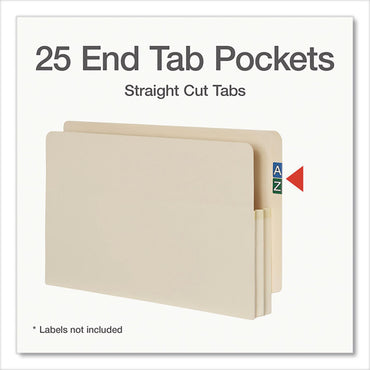 Pendaflex® Manila Reinforced File Pocket, 1.75" Expansion, Legal Size, Manila, 25/Box (PFX22811)