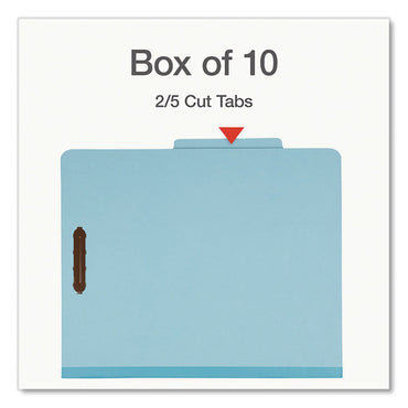 Pendaflex® Pressboard Top Tab Classification Folders, 2/5-Cut Tab, Expands 2.5", 2 Dividers, 6 Fasteners, Letter Size, Assorted, 10/Box (PFX24025)