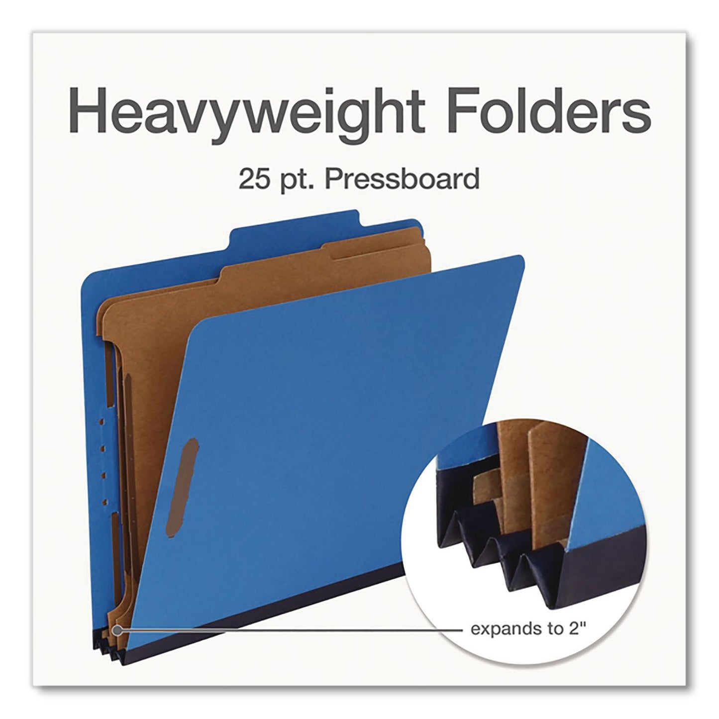 Pendaflex® Pressboard Top Tab Classification Folders, 2/5-Cut Tab, Expands 2.5", 2 Dividers, 6 Fasteners, Letter Size, Assorted, 10/Box (PFX24025)