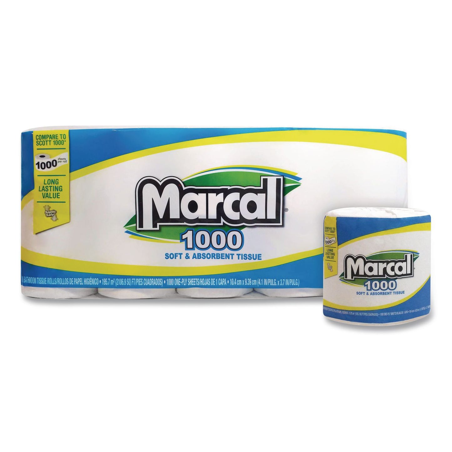 Marcal® 100% Recycled Bathroom Tissue, Septic Safe, 2 Ply, White, 500 Sheets/Roll, 96 Rolls/Carton (MRC2208)