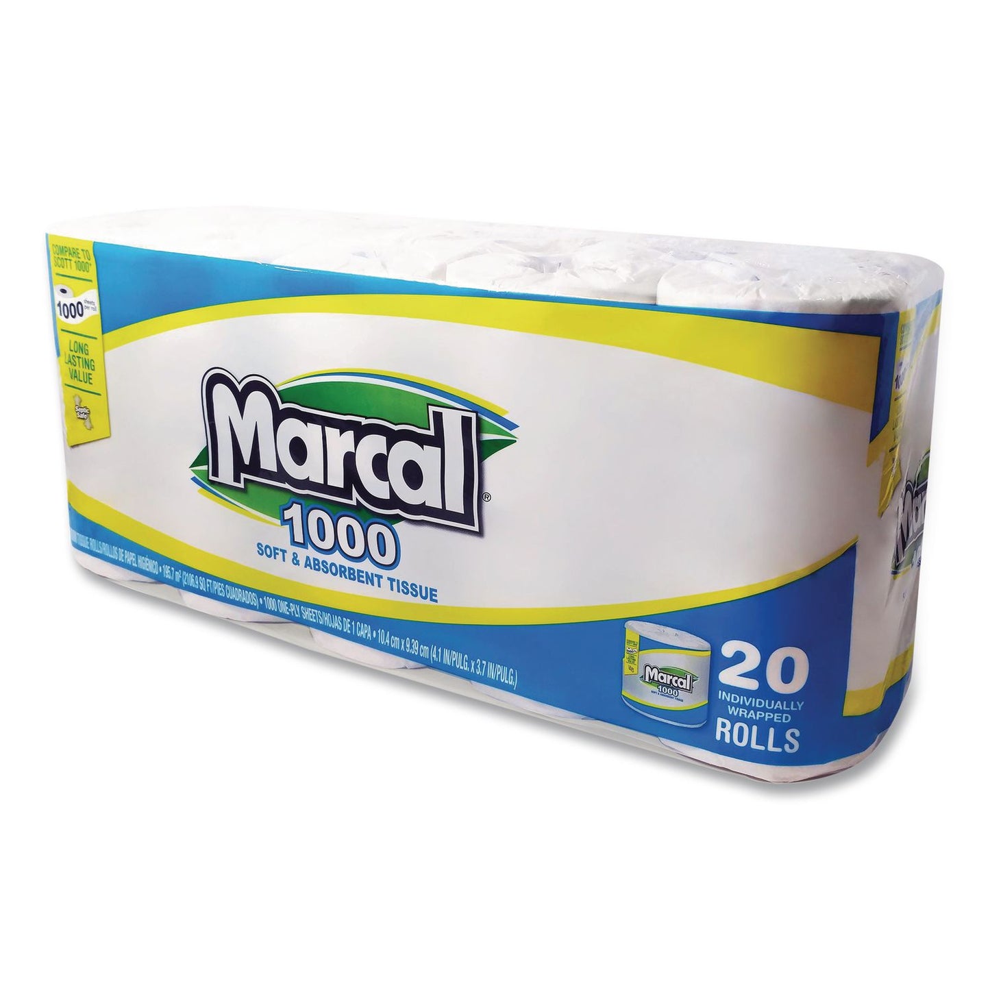 Marcal® 100% Recycled Bathroom Tissue, Septic Safe, 2 Ply, White, 500 Sheets/Roll, 96 Rolls/Carton (MRC2208)