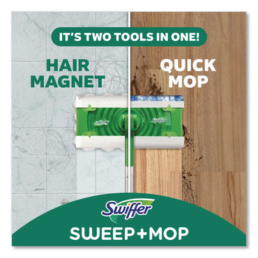 Swiffer® Sweep and Mop 2-in-1 Dry + Wet Floor Mopping and Sweeping Kit, 12.4 x 2.95 Mop Head, Silver Plastic Handle, 6/Carton (PGC16516CT)