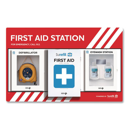 SUREFILL™ First Aid Station - First Aid, Eyewash, AED 450P, 4 Pieces, Metal Case (AOHSFFASP3)
