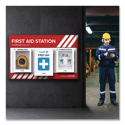 SUREFILL™ First Aid Station - First Aid, Eyewash, AED 360P, 4 Pieces, Metal Case (AOHSFFASP2)