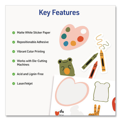 Avery® Multipurpose Sticker Project Paper, Inkjet, 8.5 x 11, 15 Sheets/Pack (AVE3383)