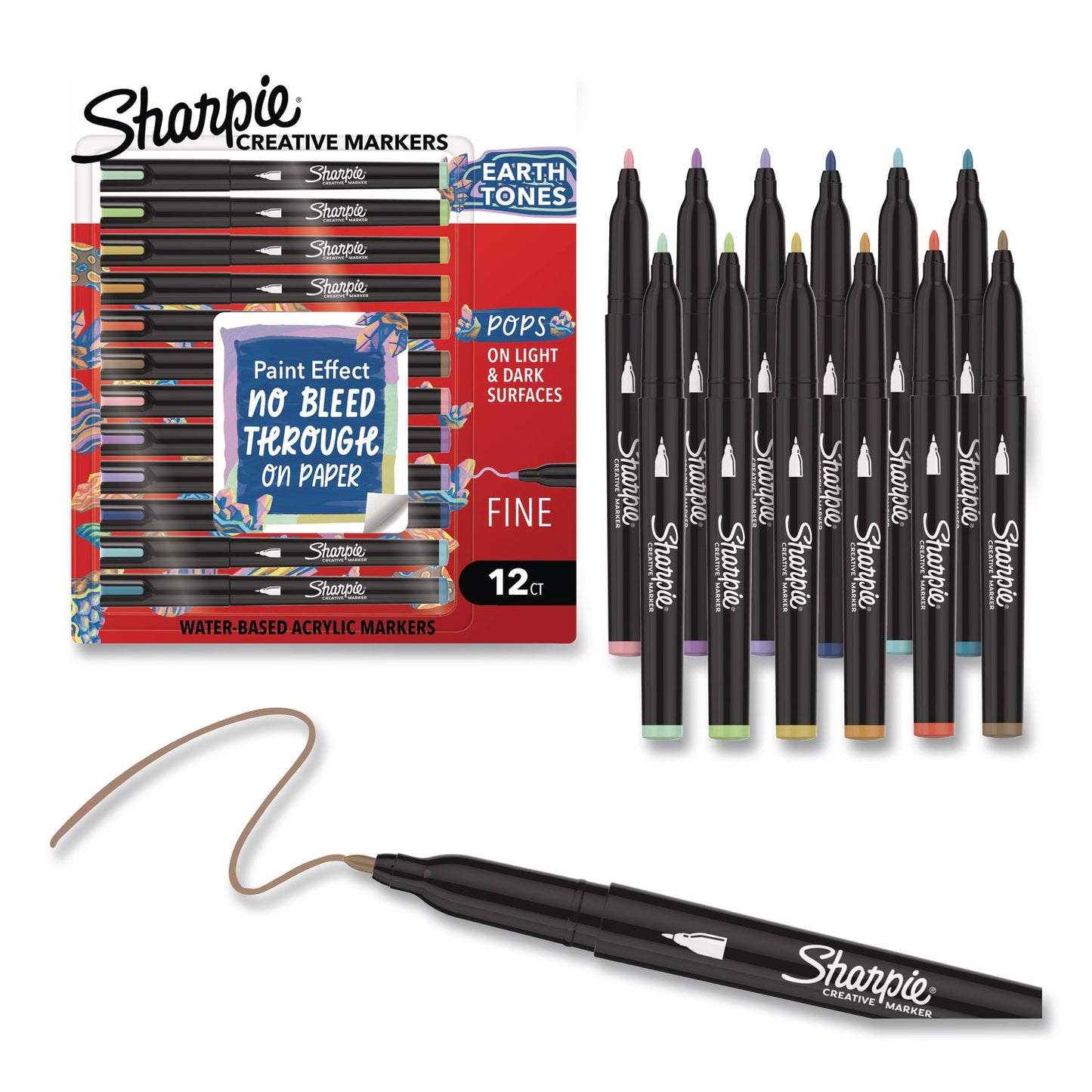 Sharpie® Creative Markers, Earth Tones, Fine Bullet Tip, Assorted, 12/Pack (SAN2209901)