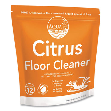 Diversey™ Aqua ChemPacs Citrus Floor Cleaner, Citrus Scent, 100 ChemPacs/Pack (DVO9320930)