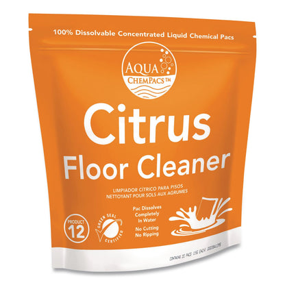 Diversey™ Aqua ChemPacs Citrus Floor Cleaner, Citrus Scent, 100 ChemPacs/Pack (DVO9320930)