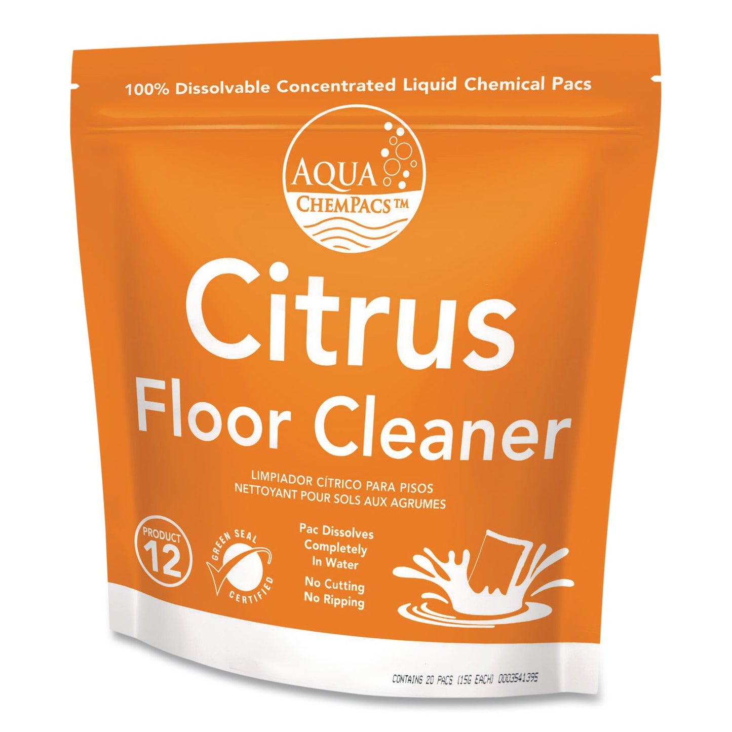 Diversey™ Aqua ChemPacs Citrus Floor Cleaner, Citrus Scent, 100 ChemPacs/Pack (DVO9320930)