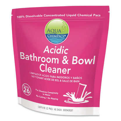 Diversey™ Aqua ChemPacs Acidic Bathroom and Bowl Cleaner, Lavender Scent, 12 ChemPacs/Pack, 4 Packs/Carton (DVO9320870)