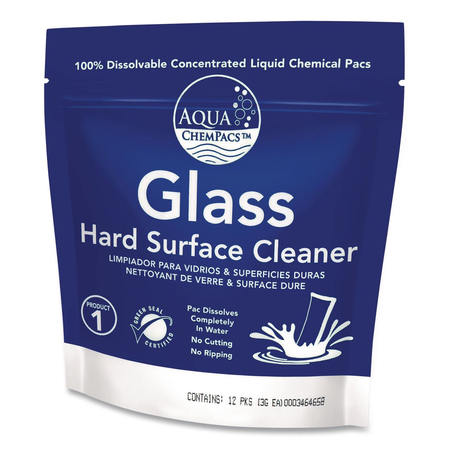 Diversey™ Aqua ChemPacs Glass Hard Surface Cleaner Starter Pack with Empty 32 oz Spray Bottle, Lavender-Mint Scent, 12 Chem Pacs/Carton (DVO9320997)