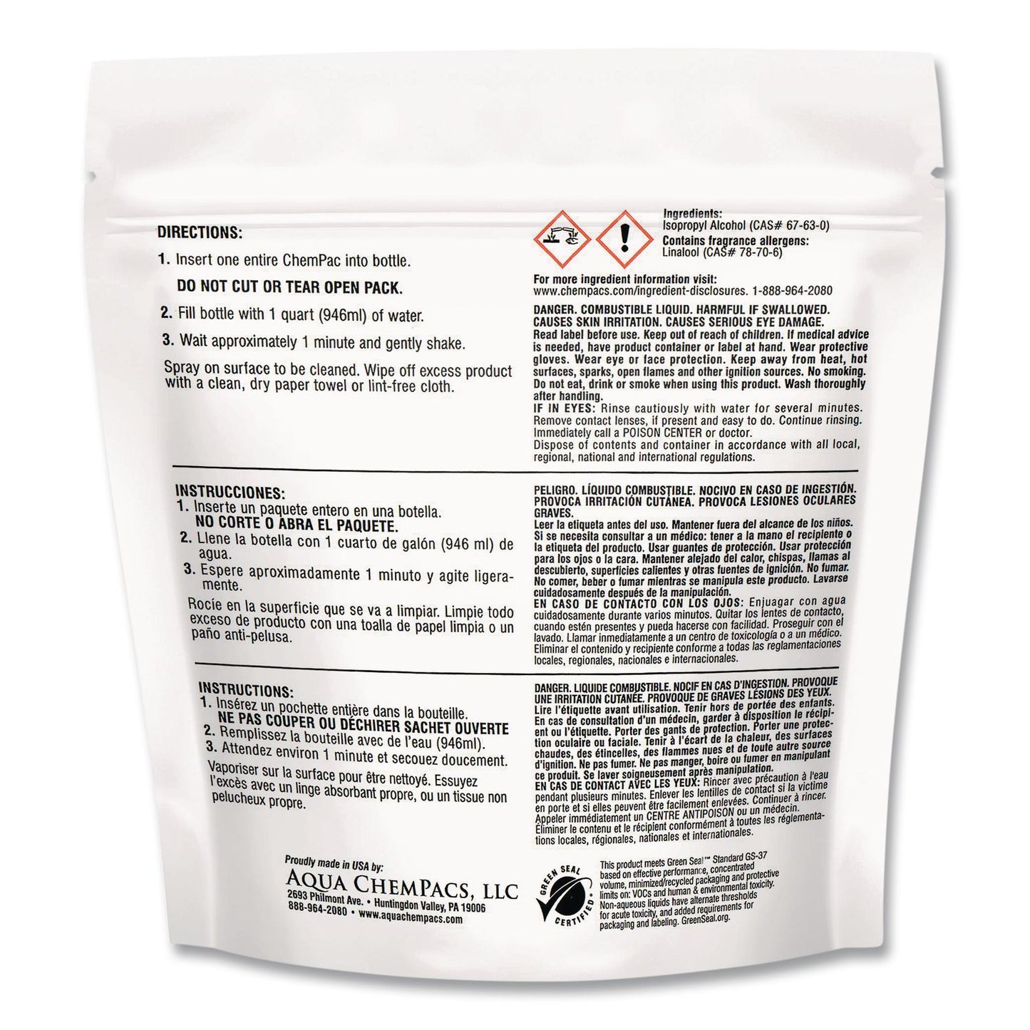 Diversey™ Aqua ChemPacs Glass Hard Surface Cleaner Starter Pack with Empty 32 oz Spray Bottle, Lavender-Mint Scent, 12 Chem Pacs/Carton (DVO9320997)