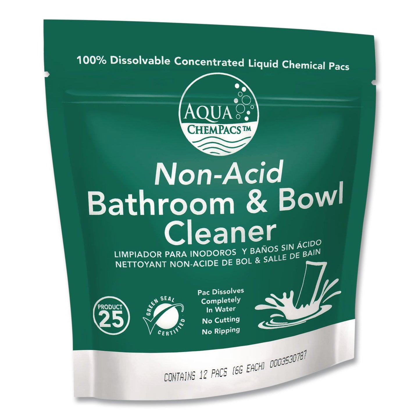 Diversey™ Aqua ChemPacs Non-Acid Bathroom and Bowl Cleaner Starter Pack with Empty 32 oz Spray Bottle, Lavender, 12 ChemPacs/Carton (DVO9321000)