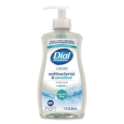 Dial® Professional Antibacterial and Sensitive Fragrance-Free Liquid Hand Soap, Unscented, 11 oz Pump Bottle (DIA35476EA)