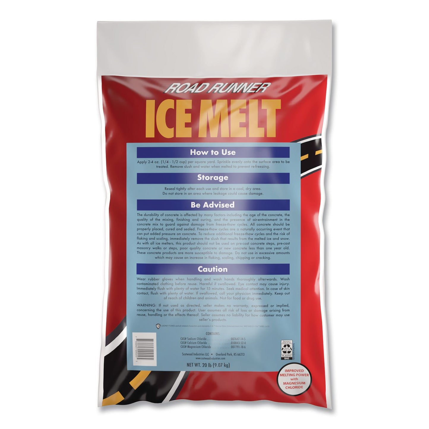 Scotwood Industries Road Runner Ice Melt, 20 lbs Bag, 100/Pallet (SCW20BRRPLT)