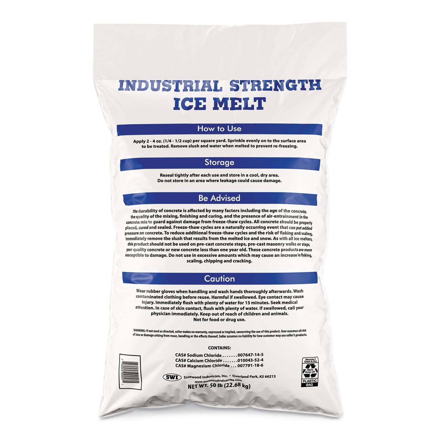 Scotwood Industries Industrial Stregth Ice Melt, 50 lb Bag, 50/Pallet (SCW50BINDPLT)