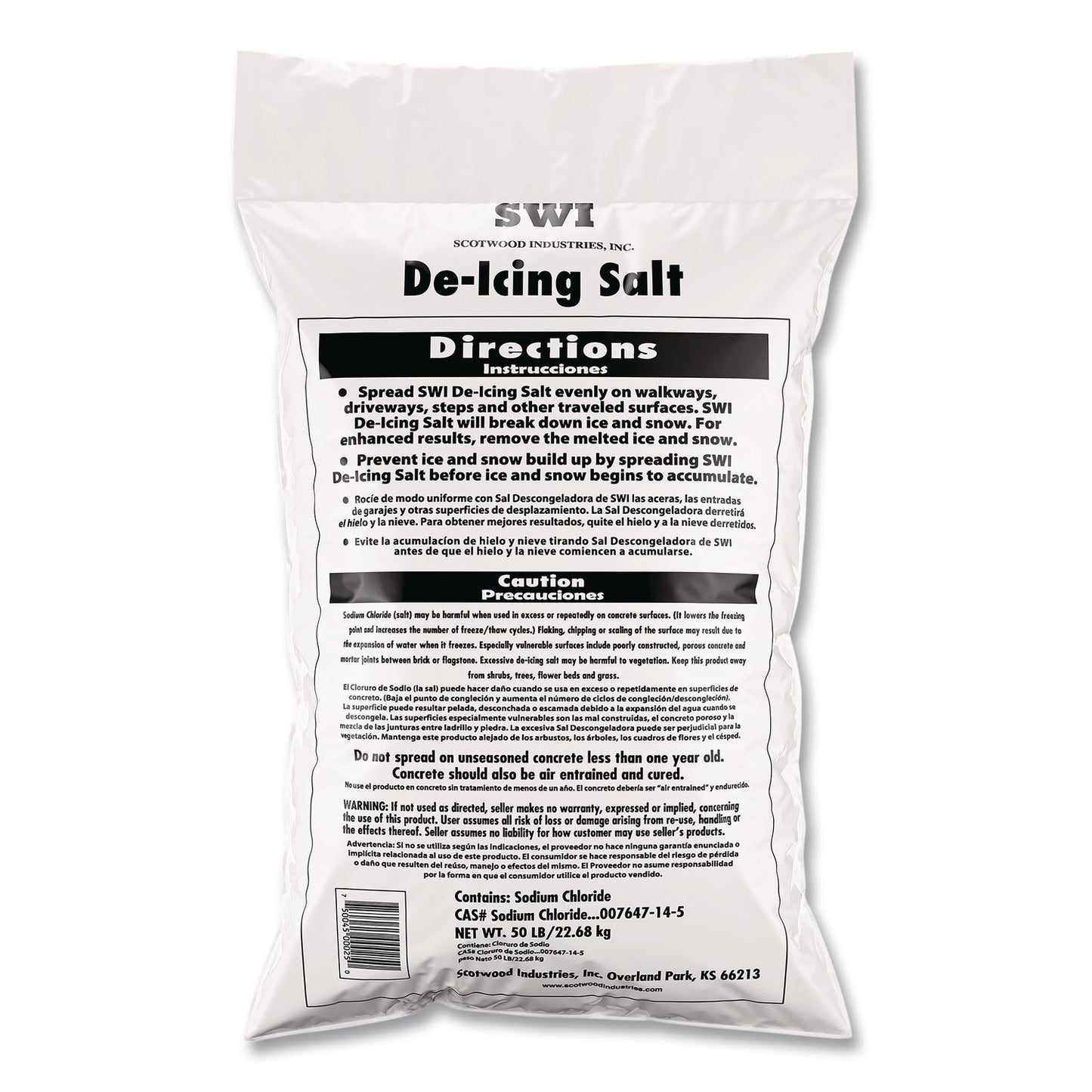 Scotwood Industries Rock Salt De-Icing Salt, 50 lbs Bag, 50/Pallet (SCWSWO50BRPLT)