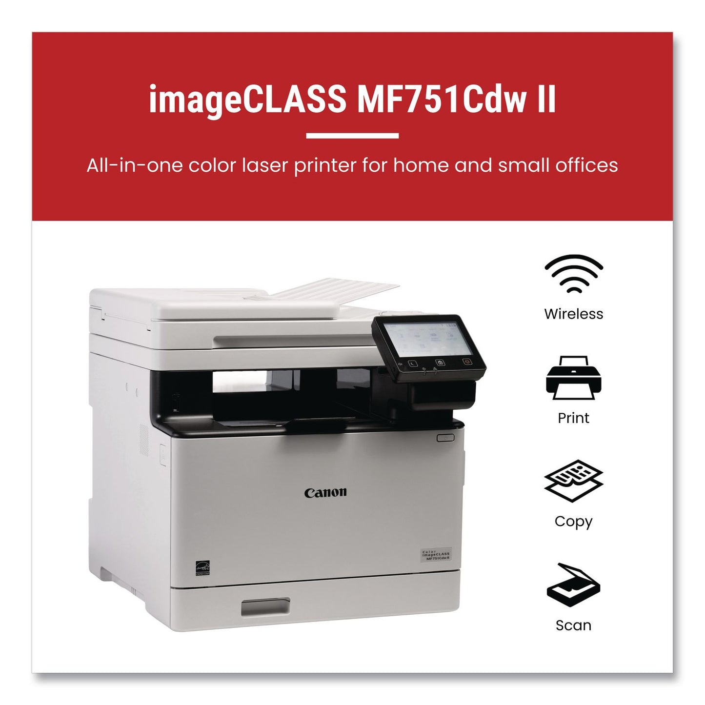 Canon® imageCLASS MF751Cdw II, Wireless Multifunction Laser Printer, Copy/Print/Scan (CNM7185C016)