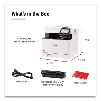 Canon® imageCLASS MF751Cdw II, Wireless Multifunction Laser Printer, Copy/Print/Scan (CNM7185C016)