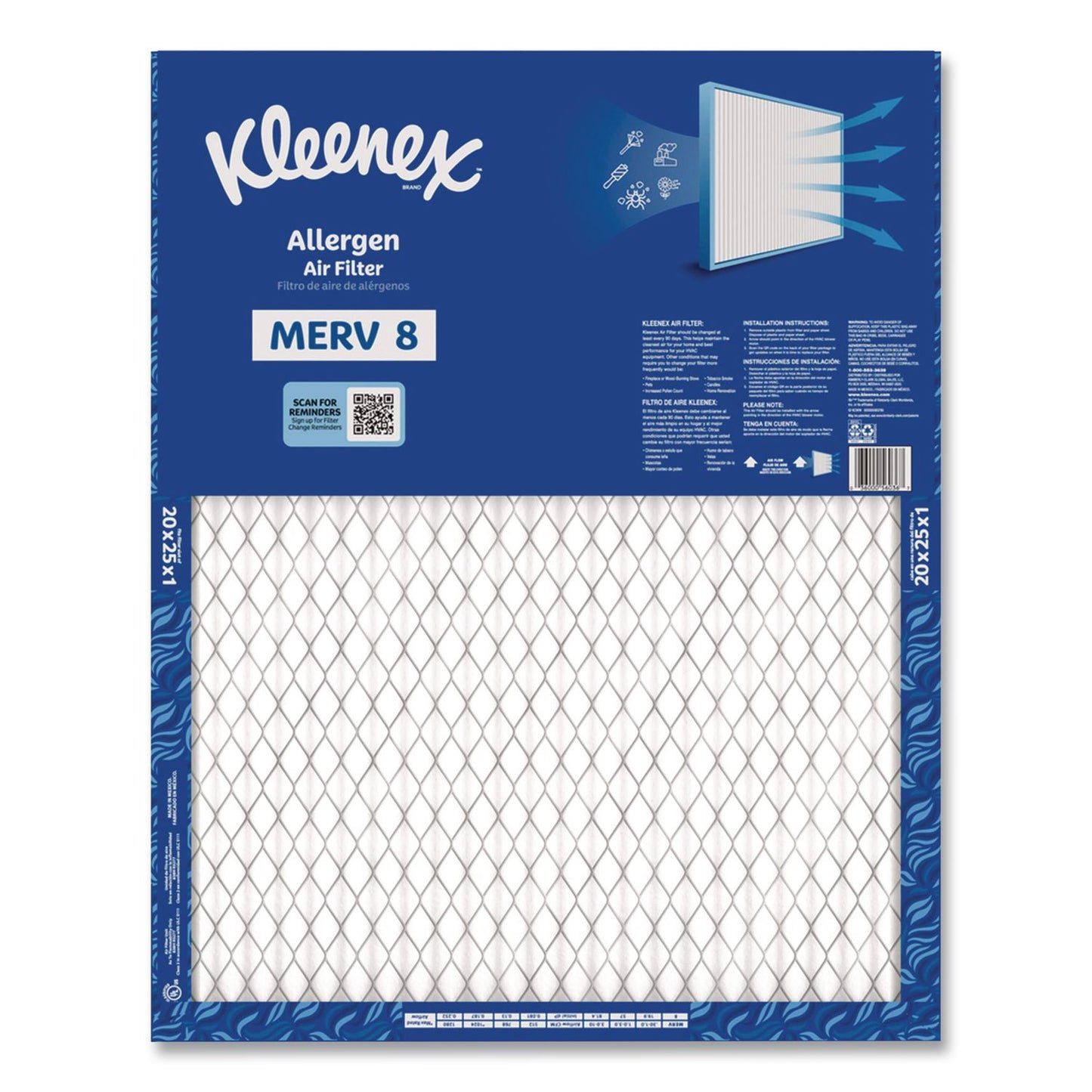 Kleenex® Allergen Air Filter MERV 8, 20 x 25, 6/Carton (KCM56036)