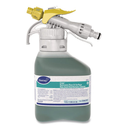 Diversey™ Crew Restroom Floor/Surface Non-Acid Disinfectant Cleaner, Fresh Scent, 1.5 L RTD Bottle, 2/Carton (DVS101105992)