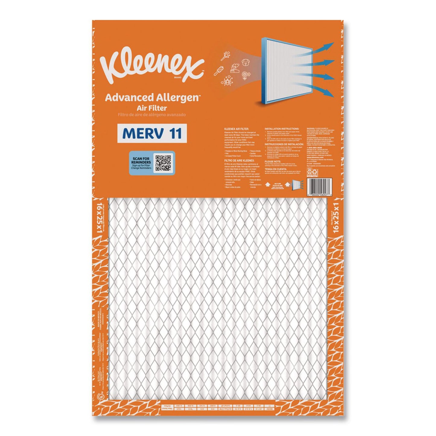 Kleenex® Advanced Allergen Air Filter MERV 11, 16 x 25, 6/Carton (KCM56047)