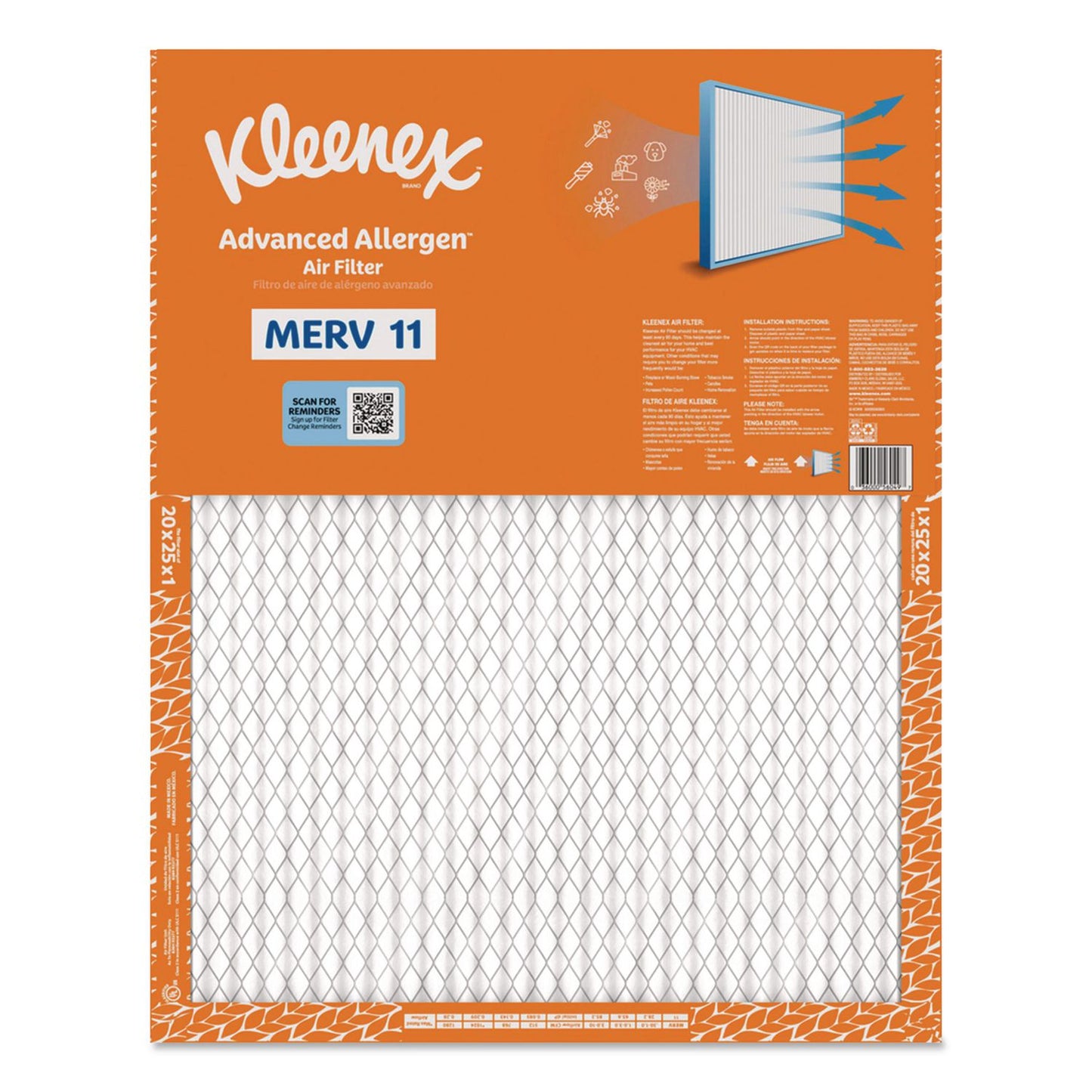 Kleenex® Advanced Allergen Air Filter MERV 11, 20 x 25, 6/Carton (KCM56049)