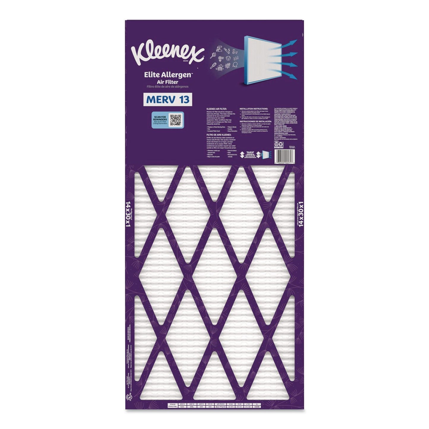 Kleenex® Elite Allergen Air Filter, MERV 13, 14 x 30, 6/Carton (KCM56071)