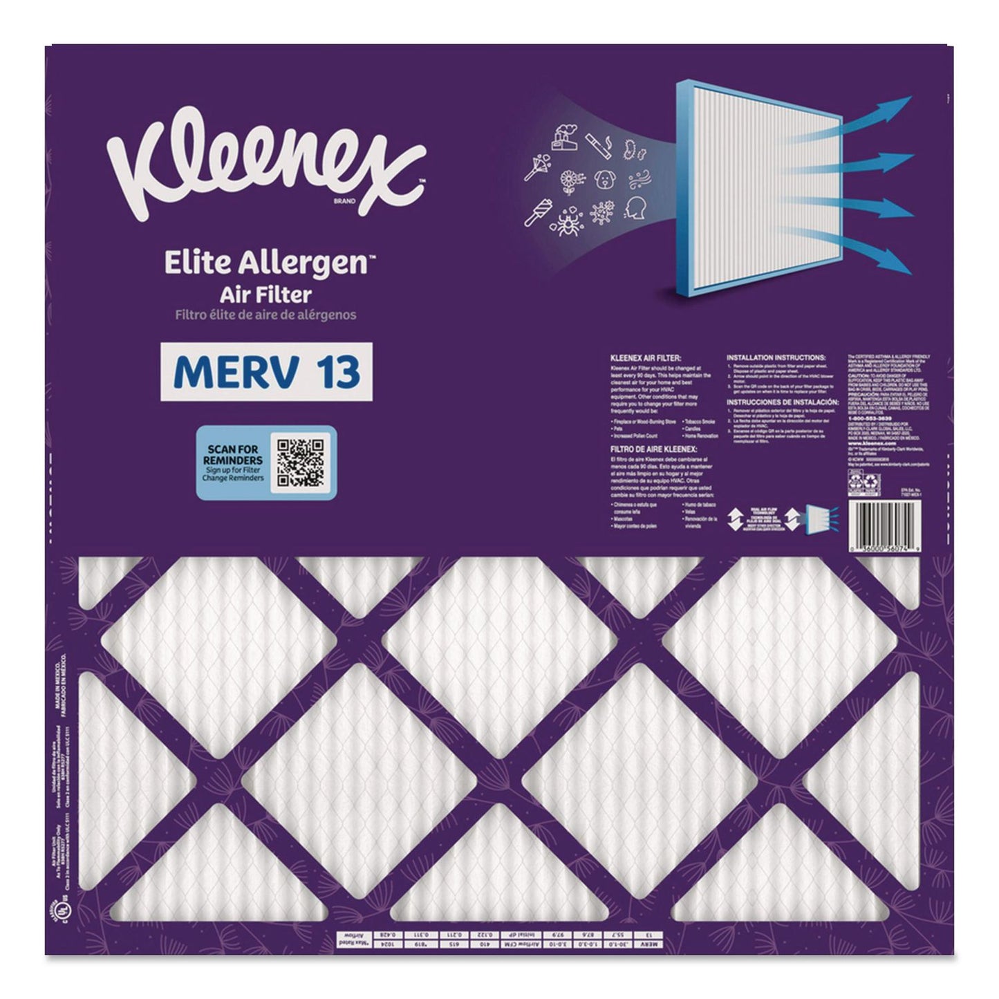 Kleenex® Elite Allergen Air Filter, MERV 13, 20 x 20, 6/Carton (KCM56074)