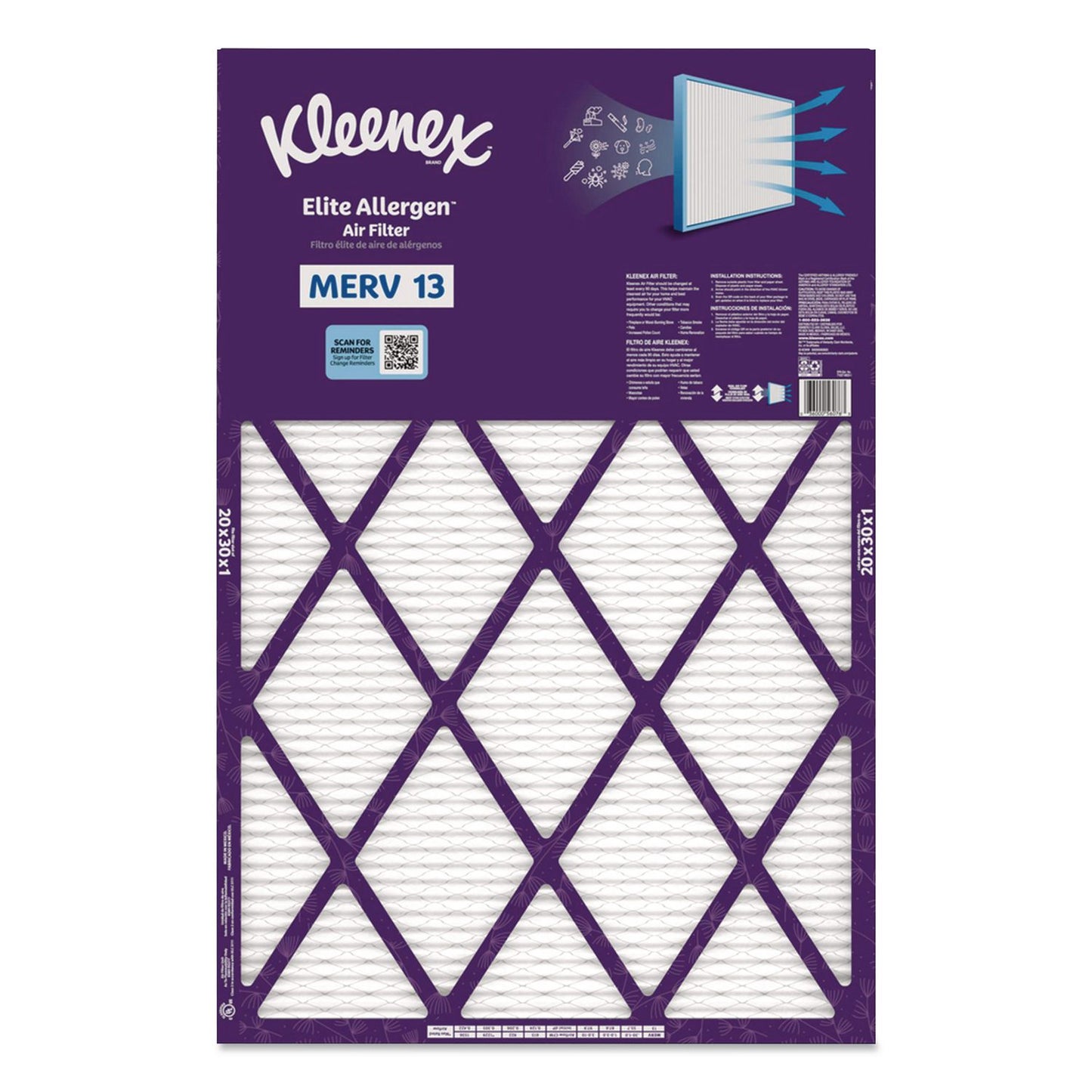 Kleenex® Elite Allergen Air Filter, MERV 13, 20 x 30, 6/Carton (KCM56076)